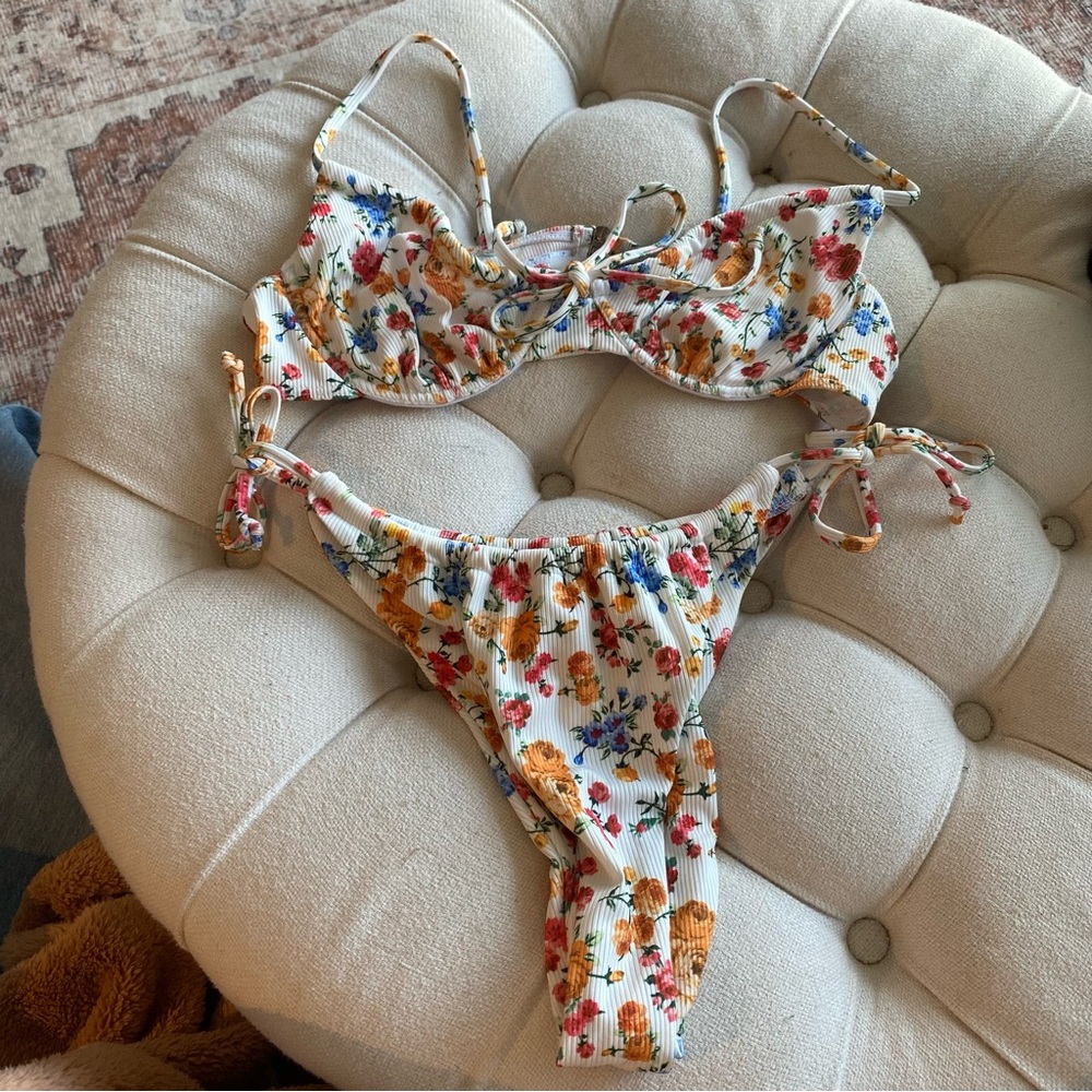 SHEIN Floral Bikini Bottom with Multicolor Blooms